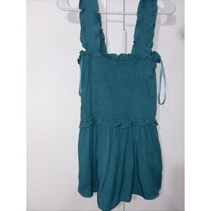L Love Turquoise Smocked Ruffle Tank Tunic Medium‎